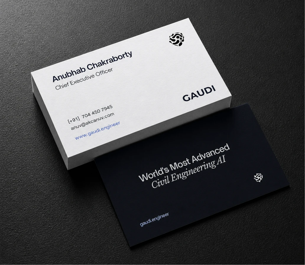 Gaudi Engineer business card design, front and back